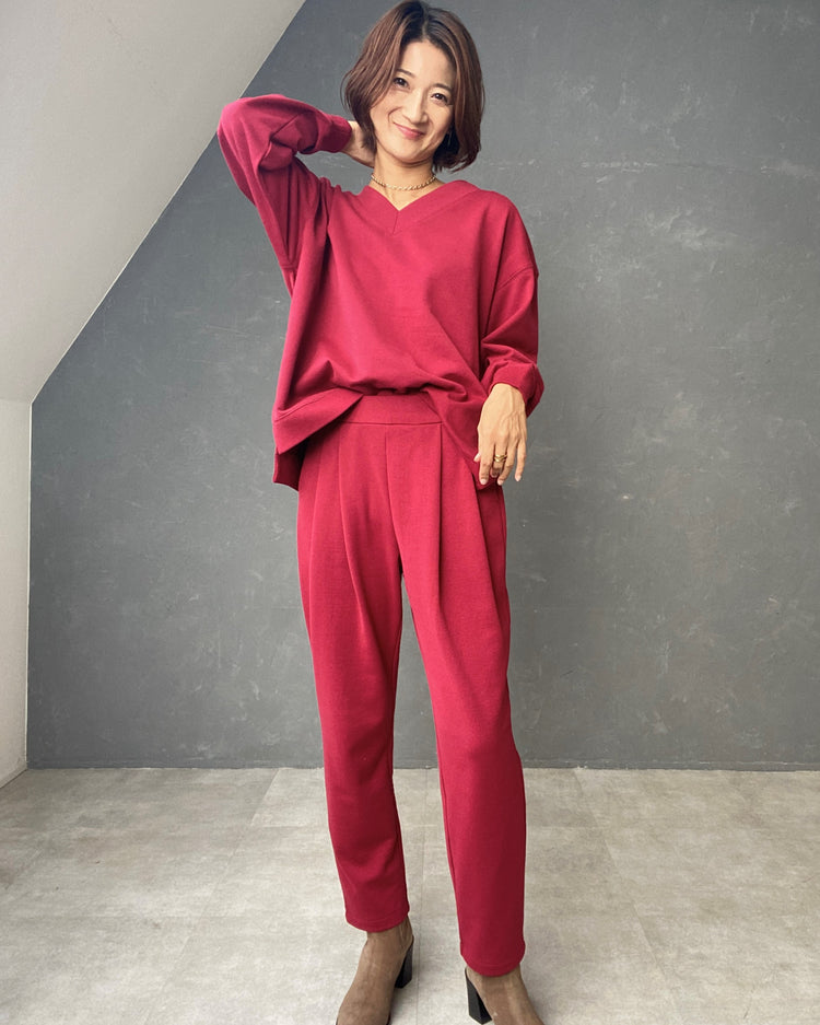 裏毛タックパンツ