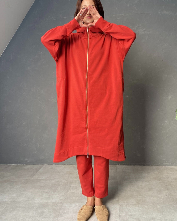 裏毛ロング丈フーディ