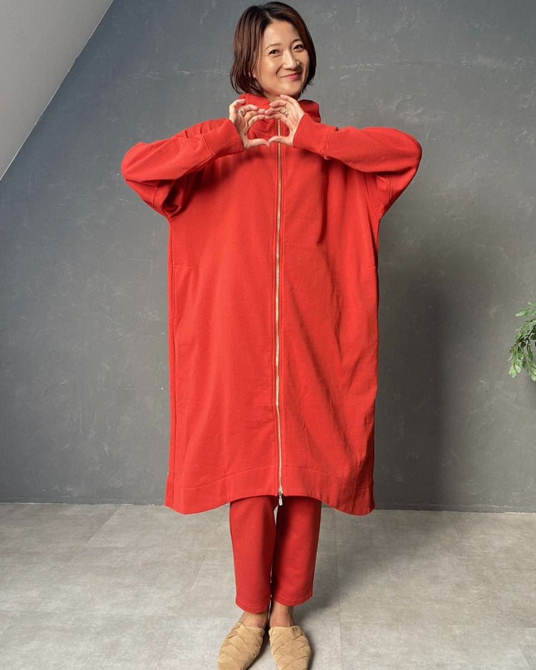 裏毛ロング丈フーディ