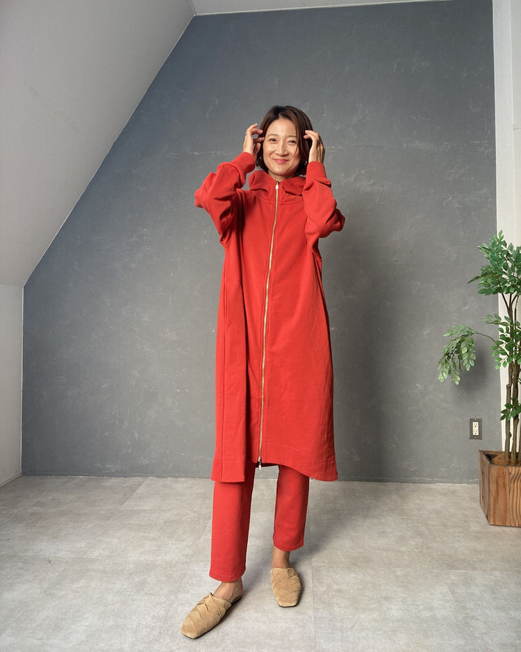 裏毛ロング丈フーディ