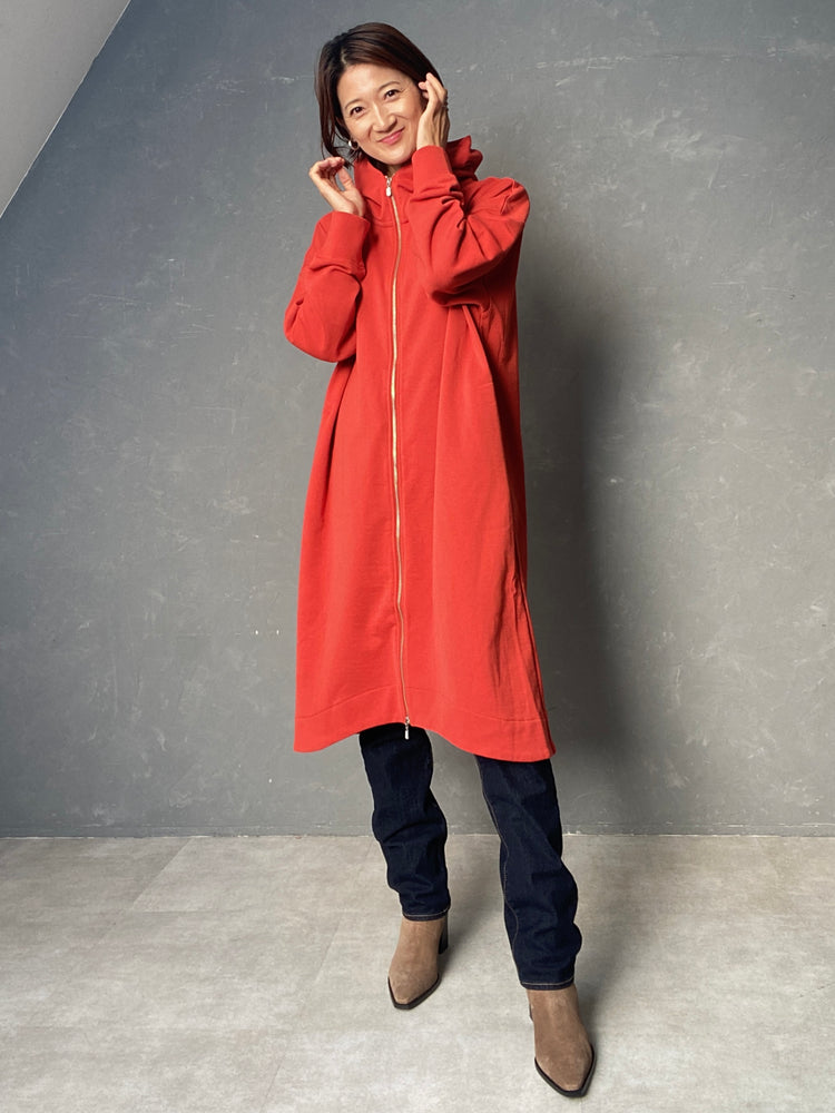 裏毛ロング丈フーディ