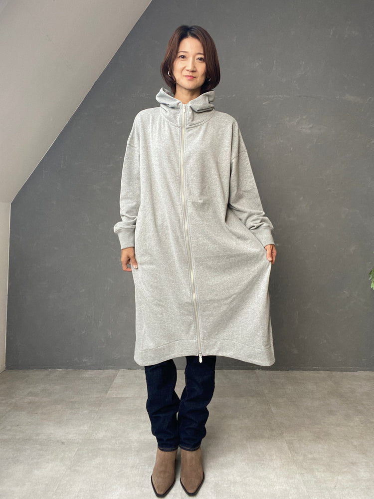 裏毛ロング丈フーディ