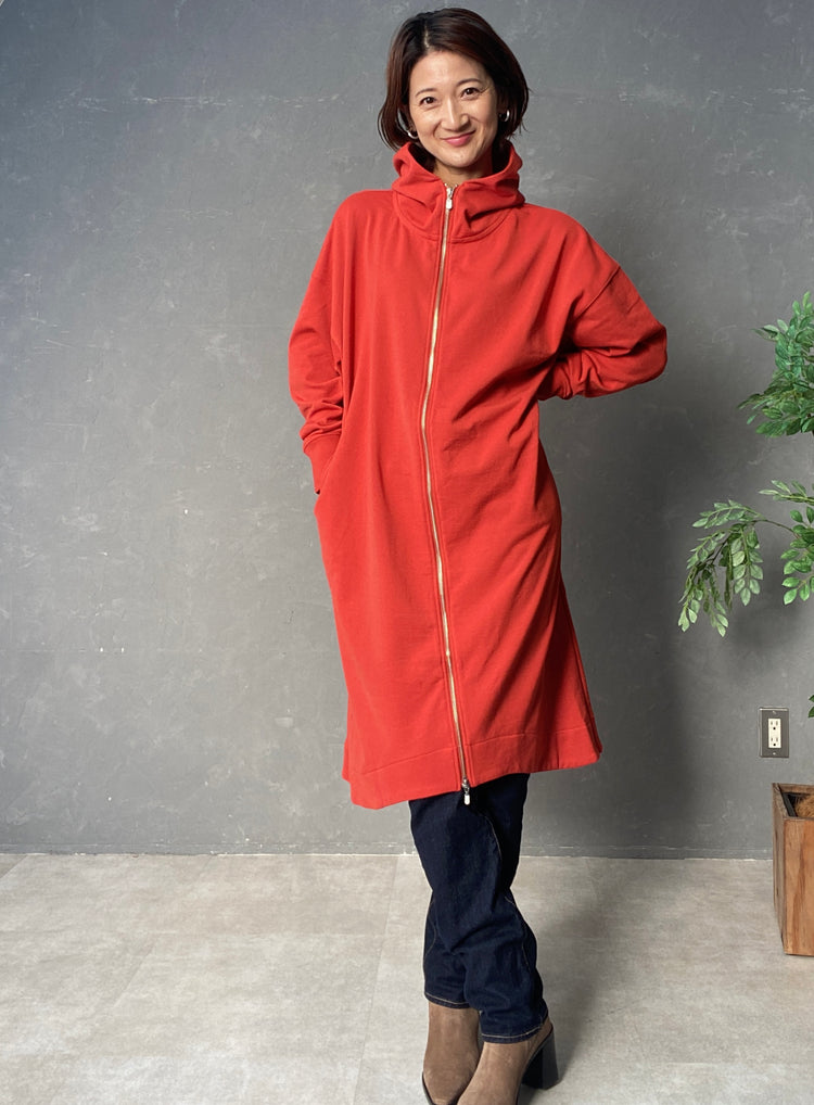 裏毛ロング丈フーディ