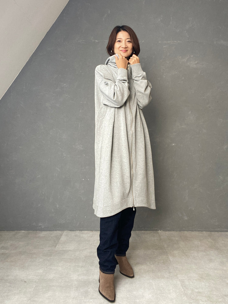 裏毛ロング丈フーディ