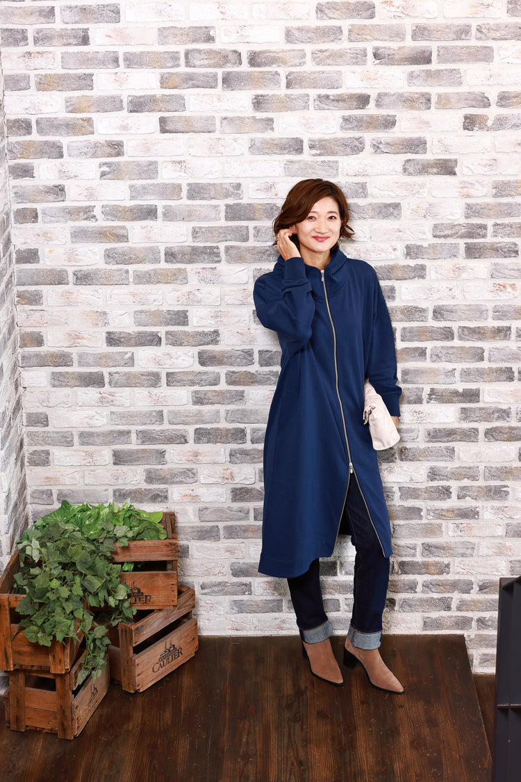 裏毛ロング丈フーディ