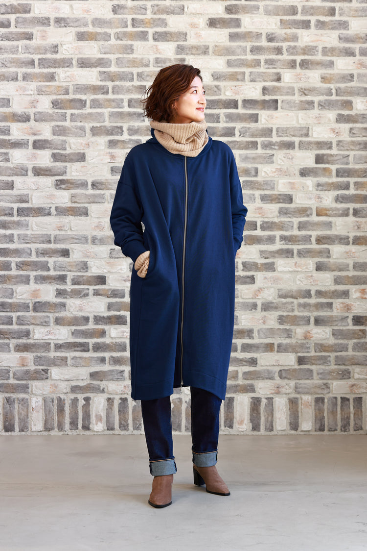 裏毛ロング丈フーディ