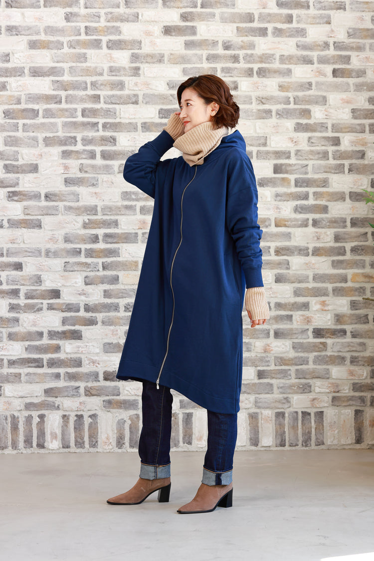 裏毛ロング丈フーディ