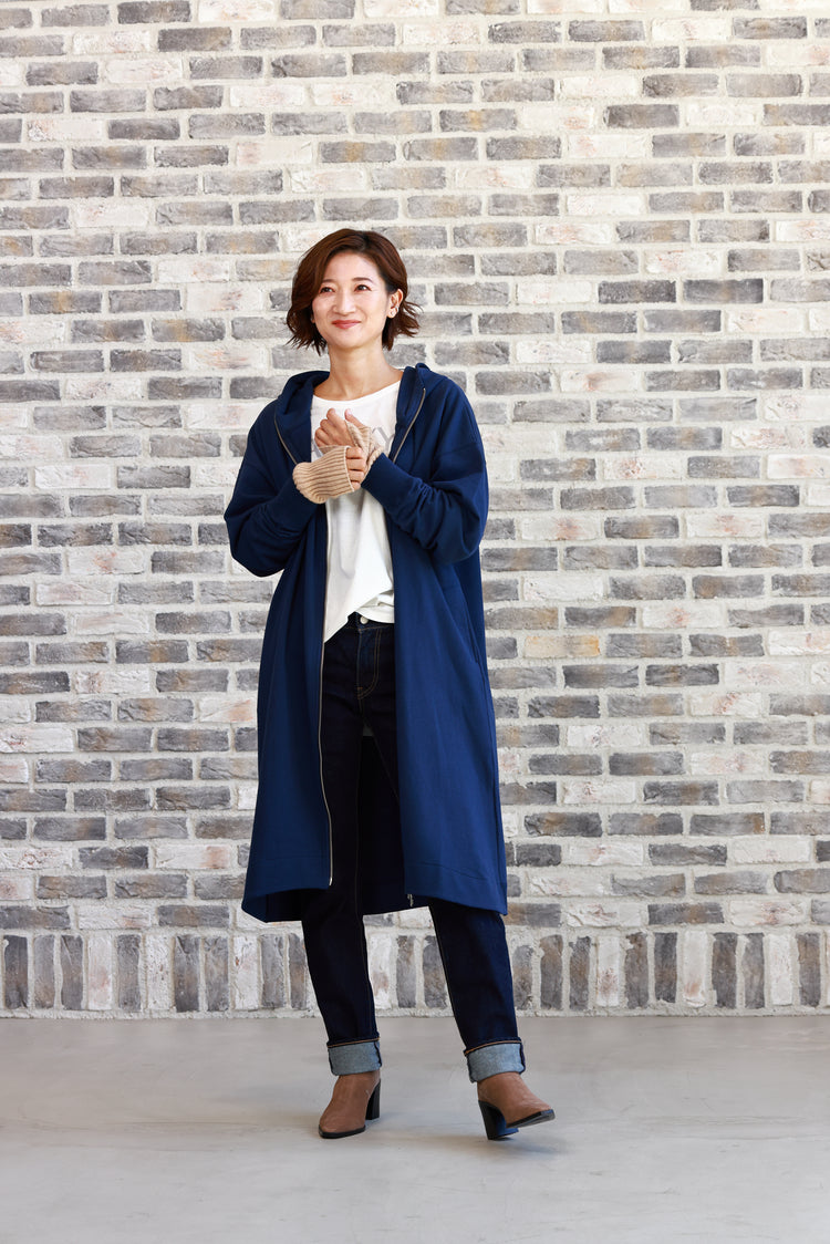 裏毛ロング丈フーディ