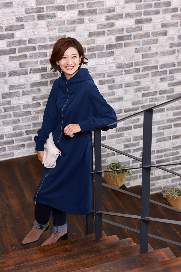 裏毛ロング丈フーディ