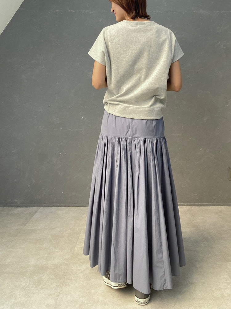 ニット袖フレンチスリーブの裏毛トップス