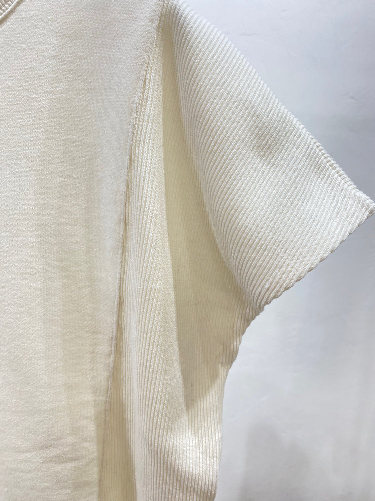 ニット袖フレンチスリーブの裏毛トップス