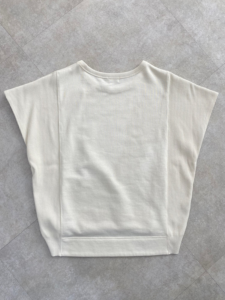 ニット袖フレンチスリーブの裏毛トップス